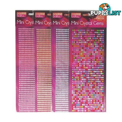 Self Adhesive Mini-Crystal Gems Multi-Coloured Pack of 4 - 900003