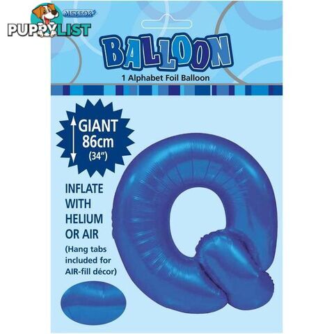 Royal Blue Q Alphabet Foil Balloon 86cm (34) - 9311965483861