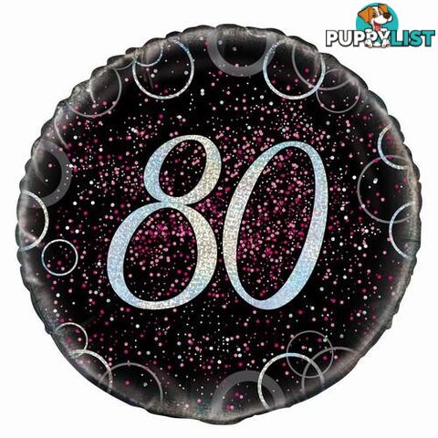 Glitz Pink 80th Birthday 45cm (18) Foil Balloon Packaged - 011179558001