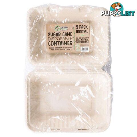 Sugar Cane Party Disposable Container 1000mL 5 Pack - 9328644052102