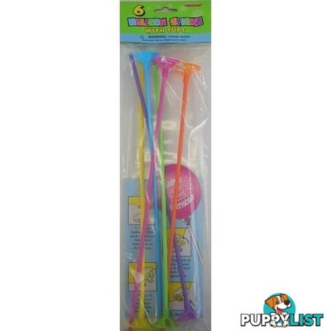 6 Balloon Sticks and Cups - Coloured - 9311965052005