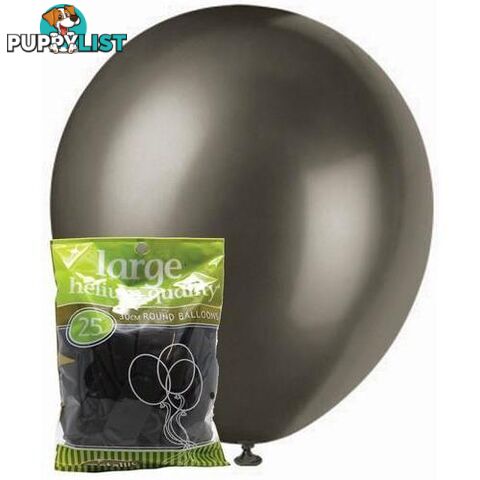 Black - 25 x 30cm (12) Metallic Balloons - 9311965025719