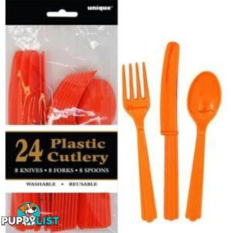 Pumpkin Orange 24 Assorted Cutlery - 011179032341