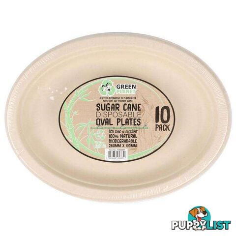 Eco Biodegradable Disposable Oval Plate 26cm 10Pk - 9328644046651