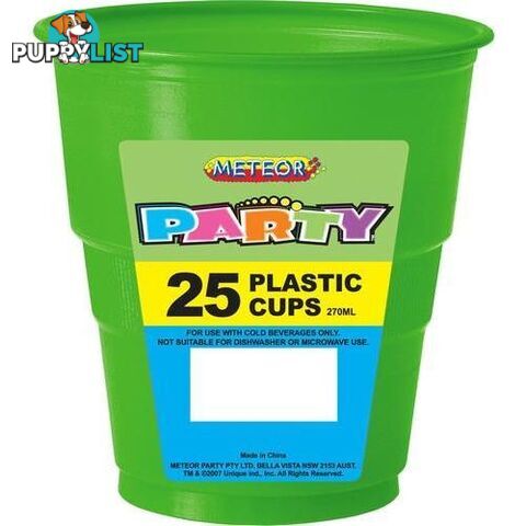 Lime Green 25 x 270ml (9oz) Plastic Cups - 9311965301059