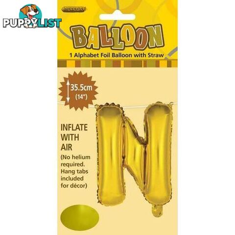 Gold N Alphabet Foil Balloon 35cm (14) - 9311965446637