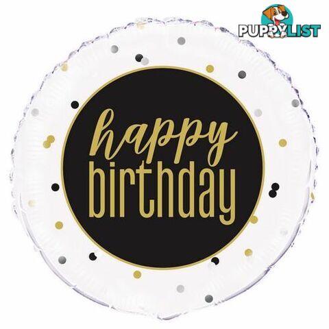 Metallic Birthday Happy Birthday 45cm (18) Foil Balloon Packaged - 011179731978