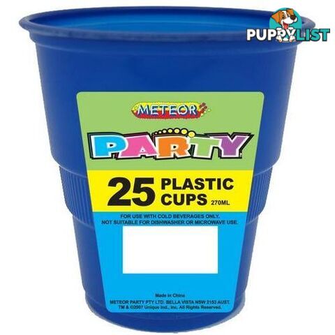 Royal Blue 25 x 270ml (9oz) Plastic Cups - 9311965301226