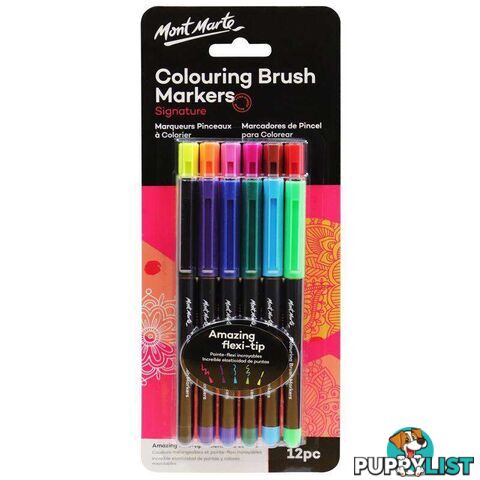 Signature Colouring Brush Markers 12pc - 9328577023057