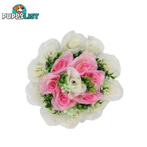 Artificial Flowers Wreath White & Light Pink Med 25cm - 800331