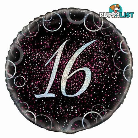 Glitz Pink 16th Birthday 45cm (18) Foil Balloon Packaged - 011179557929