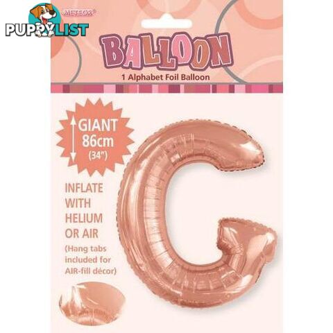 Rose Gold G Alphabet Foil Balloon 86cm (34) - 9311965429265