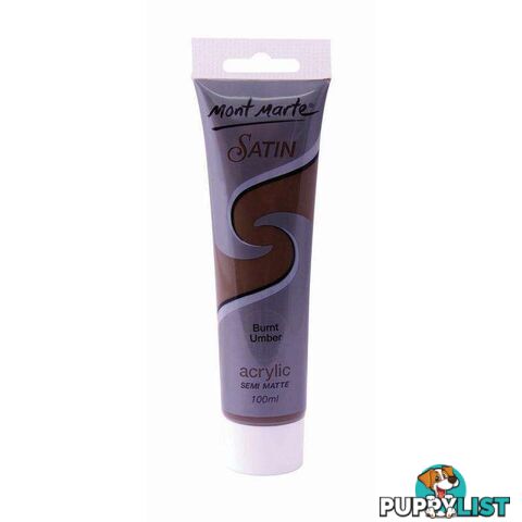 Mont Marte Satin Acrylic Burnt Umber Semi Matte 100ml - 9328577011559