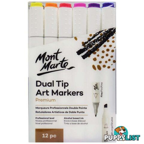 Premium Art Markers Dual Tip 12pc - 9328577036972