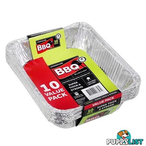 Rectangular Foil BBQ Trays 32x27x6cm 10Pk - 9340957068472