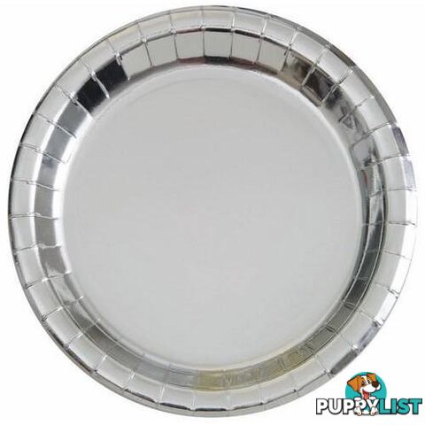 Silver Foil 8 x 18cm (7) Round Paper Plates - 011179322848