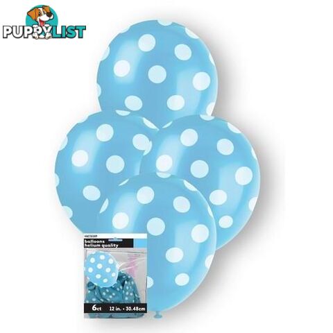 Dots Powder Blue 6 x 30cm (12) Balloons - 9311965575993