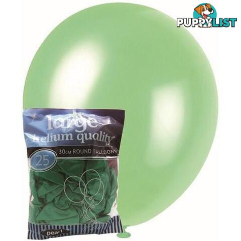 Green - 25 x 30cm (12) Pearl Balloons - 9311965025849