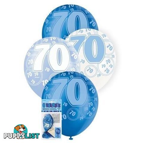 Glitz Blue 6 x 30cm (12) Latex Balloons - 70 - 011179808892