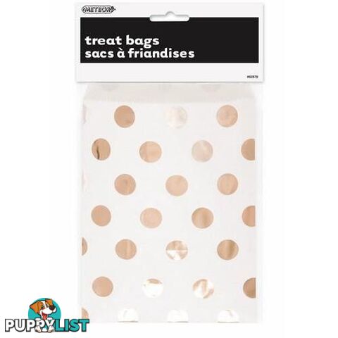 Foil Dots Rose Gold 8 Treat Bags 183cm H x 133cm W 72 x 52 - 9311965628798