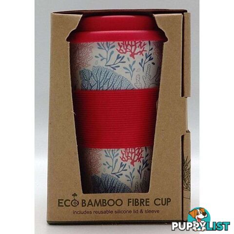 Eco-Bamboo Fibre Mug - Red with Corals 400ml - 800099