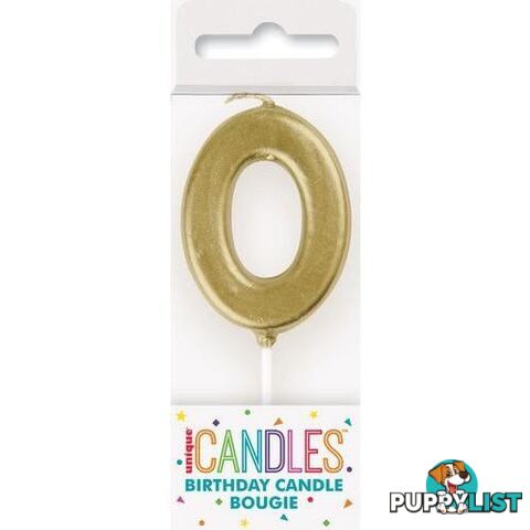 Mini Gold Numeral Pick Candles - 0 - 011179199501