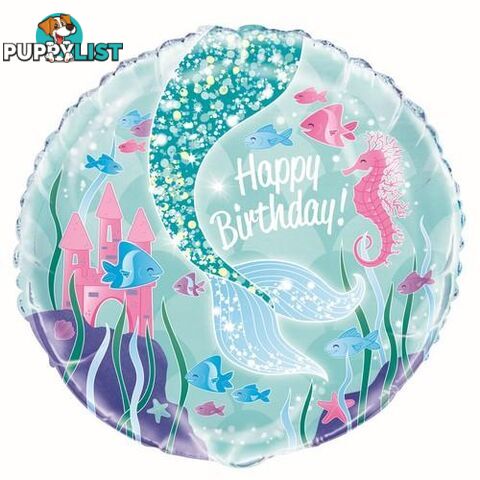 Mermaid Happy Birthday 45cm (18) Foil Balloon Packaged - 011179583379