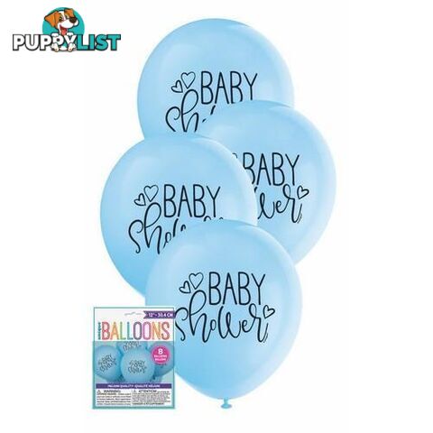 Baby Shower 8 x 30cm (12) Balloons - Blue - 011179549184