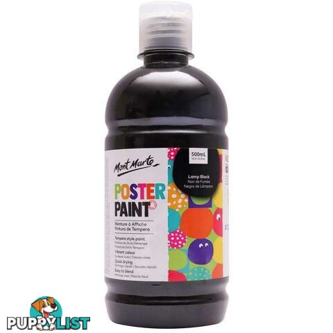 Mont Marte Poster Paint Lamp Black 500ml - 9328577019067