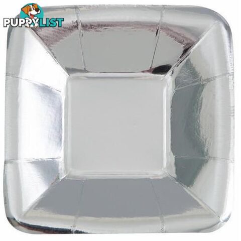 Silver Foil 8 x 13cm (5) Square Appetizer Paper Plates - 011179516742