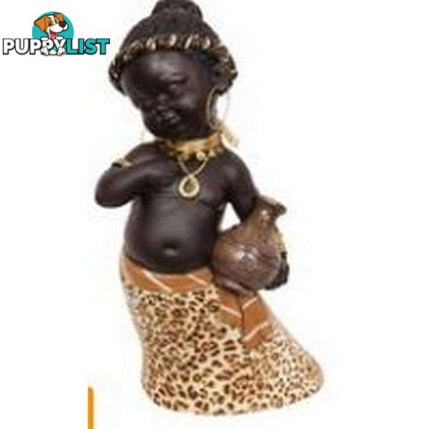 Cute Africans With Animal Print Skirt A with Dark Hat 24cm - 800537