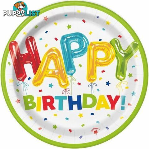 Happy Balloon 8 x 18cm (7) Paper Plates - 011179731046