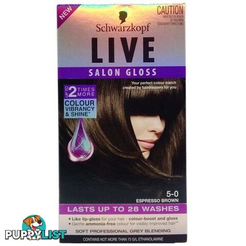 Schwarzkopf Live Salon Gloss Permanent Hair Colour Espresso Brown 3Pk - 900057