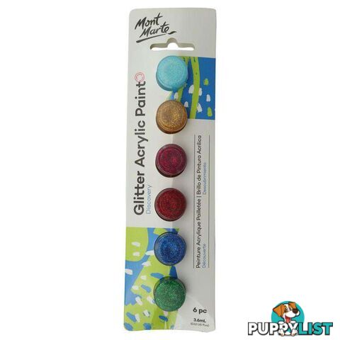 Mont Marte 3.6ml Glitter Paints 6pcs - 9328577037221