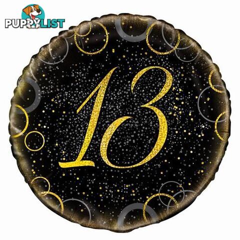 Glitz Gold 13th Birthday 45cm (18) Foil Balloon Packaged - 011179558308