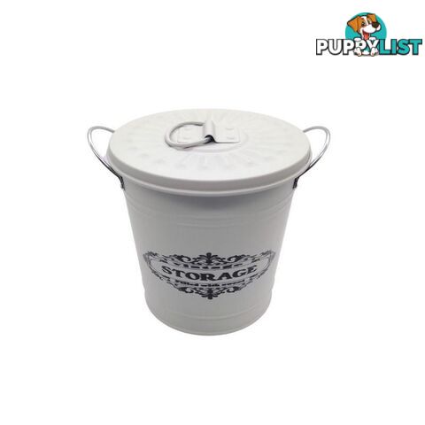 Round Bucket with Lid Cream 19x19cm High - 800624