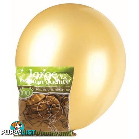 Gold - 100 x 30cm (12) Metallic Balloons - 9311965012689