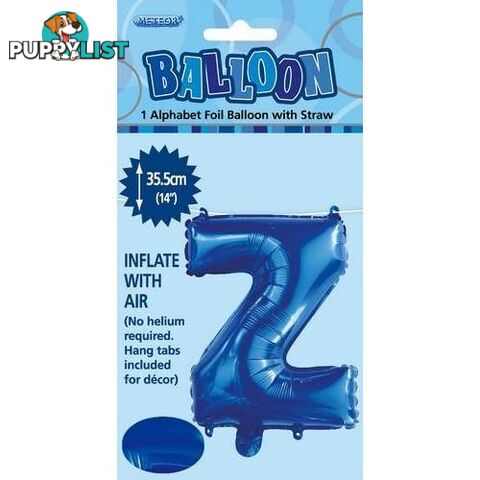 Royal Blue Z Alphabet Foil Balloon 35cm (14) - 9311965447351