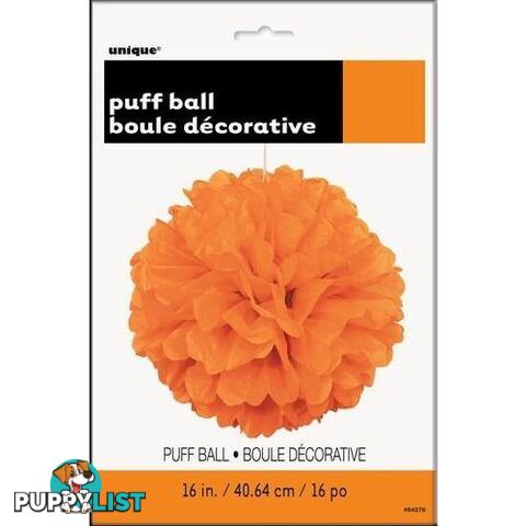 Puff Ball Decor Pumpkin Orange 40cm (16) - 011179642762