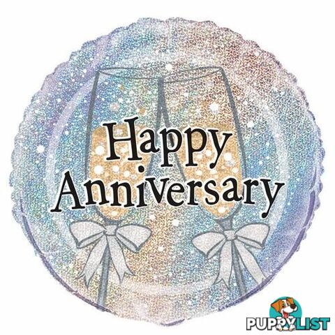 Happy Anniversary 45cm (18) Foil Prismatic Balloons Packaged - 011179555253