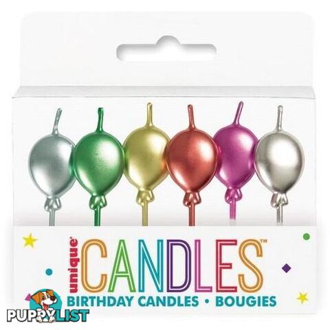 6 Metallic Balloon Pick Candles - 011179199914