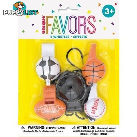 4 Sport Ball Whistles - 011179847808