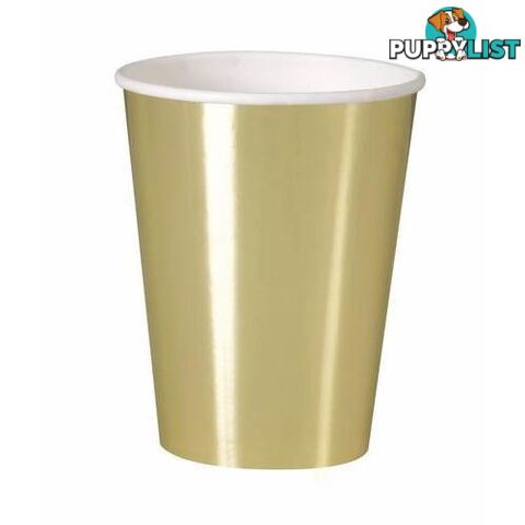 Gold Foil 8 x 270ml (9oz) Paper Cups - 9311965322931