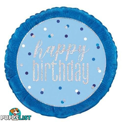 Blue Happy Birthday 45cm (18) Foil Prismatic Balloon Packaged - 011179833535