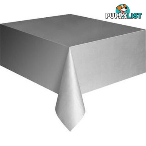 Silver Unique Plastic Tablecover Rectangle 137cm x 274cm (54 x 108) - 011179050833