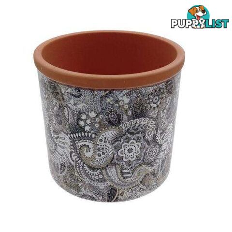 Medium Pot Mosaic Range 14x12cm Silver Paisley Design - 801046