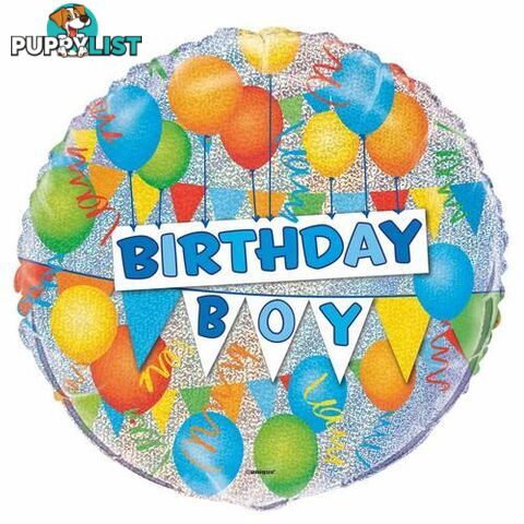 Birthday Boy 45cm (18) Foil Prismatic Balloons Packaged - 011179555154