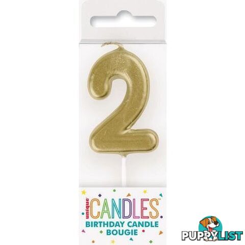 Mini Gold Numeral Pick Candles - 2 - 011179199525