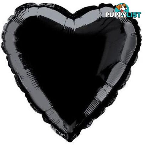 Black Heart 45cm (18) Foil Balloon Packaged - 011179529605