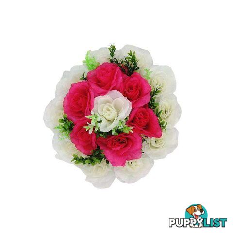 Artificial Flowers Wreath White & Dark Pink Med 25cm - 800330